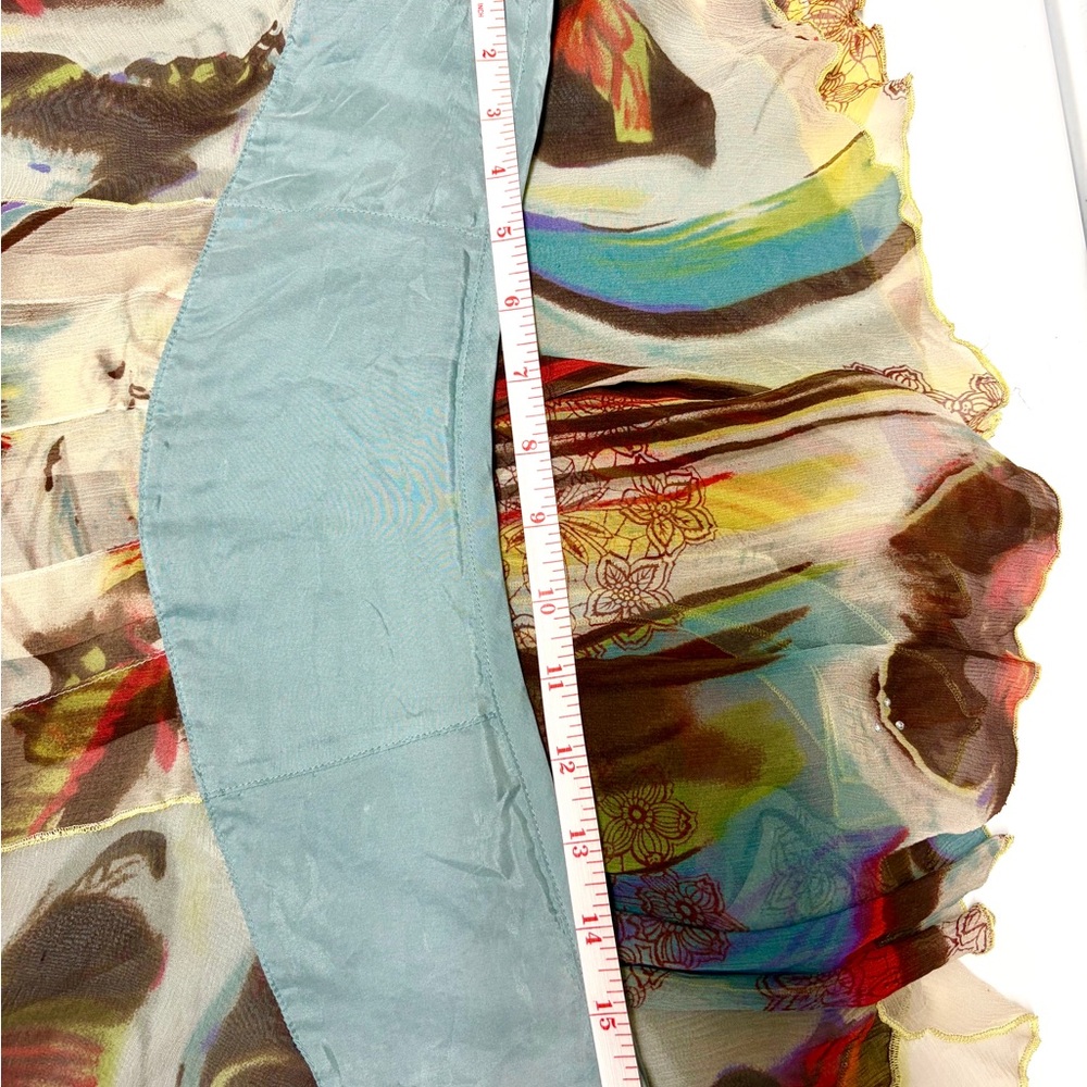 Rangoon 100%Silk Layered Skirt, One of a Kind Abstract Art Creation Da-Nang - Picture 9 of 17